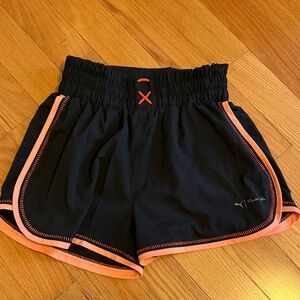 Puma Black Athletic Shorts with Coral Trim